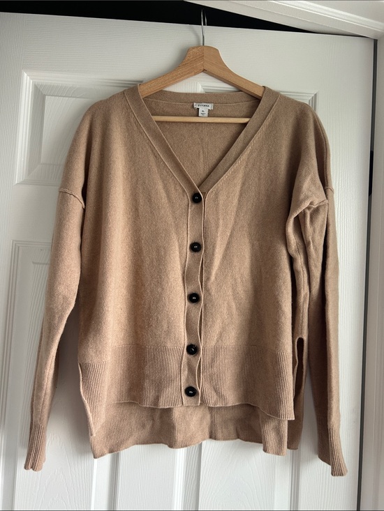 Cuyana Sweaters - Cuyana Camel V-Neck Button Cardigan